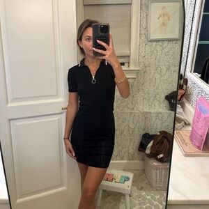 Black collard mini dress